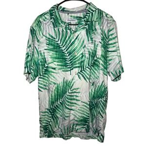 Tommy Bahama Mens Medium Tropical Palm Leaf Silk Short Sleeve Button Up Shirt